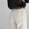 IEFB White Jeans Mäns Vår och Höst Casual Straight Trousers Fashio Loose Vintage Ankel Längd Byxor 9Y6961 210524
