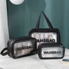 Borsa cosmetica trasparente borsa per il lavaggio in pvc Set da 3 pezzi borsa per il nuoto traslucida per il bagno in pu custodia per donne di grande capacità