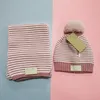 Designer Kid Knitted Beanie Hats Scarves Sets Winter Luxury Baby Scarf Cap Classic Kids Hat Scarfs Size 125*19cm