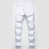 Nya män streetwear personlighet rippade tryckt vit mager hip hop punk casual motorcykel stretch denim jeans byxor 210330