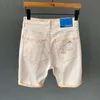 Högkvalitativ mode män färg khaki orange stretch denim shorts sommar tunn rippad biker jeans kort manlig bermuda varumärke kläder 210720