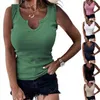 2021 Yaz Moda Yeni Sıkı Uydurma Dişli Rahat V Yaka Sleevelvest T-Shirt Kadın Artı Boyutu Tank Tops Kadın Giyim X0507