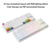 87 chaves Bluetooth com fio / teclado mecânico sem fio para AJAZZ K870T com RGB