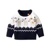 Höst Vinter Boy Girl Christmas Elk Långärmad Cartoon Stickad Sweater Boys Girls Tröjor för Baby Kids 210521