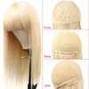 #613 Light Blonde Long Silky Straight Synthetic Hair Wigs No Lace Full Neat Bangs Fashion Women's Heat Resistant Replacement Wig Machine Made