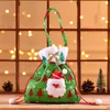 Sacchetto di souvenir con coulisse natalizia Alberi di Natale Modello di pupazzo di neve Decorazione da appendere Sacchi Sacchetti per la casa Sacchi di caramelle di Babbo Natale w-00786