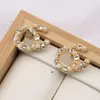 HOT Simple 18K Gold Plated Luxury Brand Designers Letters Stud Clip Chain Geometric Famous Women 925 Silver Crystal Rhinestone Pearl Earring Wedding Party Jewerlry