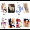 1pc çiçek kuş çıkartma sahte kadınlar erkekler diy kına vücut sanat tasarım kelebek ağaç şube canlı sticker xunnn dövmeler 7K2AH1449585