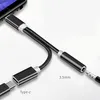 2 in 1 Charger And Audio Type C Earphone Headphone Adapter Connector 3.5mm Aux Jack For Samsung S8 Xiaomi