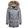 6xl homens inverno casual longo gola de pele de pele com capuz parkas jaqueta casaco outono moda quente windproof chapéu de bolso parka 211216