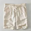 Summer Beach Shorts для мужчин Сплошные белые повседневные Классические DrawString Чистое белье с короткими брюками Одежда Новый 210421