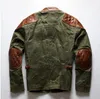 Mäns Jackor Mens Motocycle Casual Canvas Cow Real Leather Zipper Stand Collar Moto Biker Coat Höst Vinter Army Green