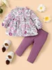 Pantaloni top da bambino con volant e stampa floreale LEI