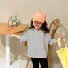 Kinder koreanischen Stil lose gestreifte T-Shirts Sommer Mädchen Baumwolle lässig weiche Kurzarm Tops 210615