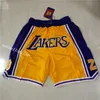 Herrlag basketkort bara Don Los Angeles Classic Black Gold Sport sömnad Shorts Hip Pop Pants med fickdragare Sweatpants i storlek S-storlek 2xl