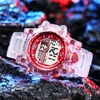 Relojes de pulsera Moda Reloj transparente LED LED Digital Al aire libre Multifunción Impermeable Deportes Militares Estudiante Relojes Ho195W