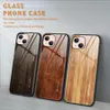 Cell Phone Cases Wood Grain Glass Anti-drop Mobile Phones Case For IPhone 13 12 11 And More Model