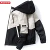 FGKKS秋ブランド男性フード付きジャケットファッションヒップホップジッパーコートハイストリートパッチワークルーズカジュアルマリーセール210811