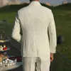 Beige Linen Causal Hommes Costumes Summer 2020 avec revers Notched Vapel 2 pièces Tuxedo pour Mariage Prom Homme Vêtements de mode 2020 x0909