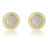 Boucles d'oreilles en argent Sterling 925 plaqué or jaune, haute qualité, scintillantes, rondes, à vis, pour hommes et femmes, bijoux 227S