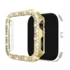 Double Row Diamond Watch Case For Apple Watch 38mm 42mm 40mm 44mm PC Integrated Tempered Glass Film Full Screen Women Protector Cover Iwatch Series 6 5 4 3 Se