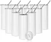 Estoque dos EUA 20 onças de parede dupla manchas de aço copos de aço com palha de palha reutilizável sublimação em branco copos de água garrafas de bebidas