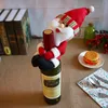 زجاجات نبيذ حمراء جديدة في عيد الميلاد الأحمر تغطية حقائب الزجاجة ديكورات الحزب عناق سانتا كلوز الثلج مائدة عشاء الديكور المنزل عيد الميلاد بالجملة