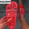 Women Slippers Cool Graffiti Home Summer Sandals Red Blue Black Tie Dye Footwear Wholesale