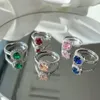 Anelli da festa di design originale Anello in vero argento sterling 925 con diamante CZ Anello di fidanzamento con zircone Candy popolare europeo americano per le donne Regalo d'amore ragazza