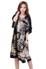 Damska Sletka Seksowna Silk Rayon Robe Suknia Koszu Koszulka Summer Casual Home Dress Drukowane Luźne Plus Size Nightwear Szlafrok