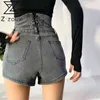 Femmes Pantalon Bandage Denim Haute Taille Shorts Femme Plus Taille Sexy Black Short Jeans Feminina Vêtements d'été 210513