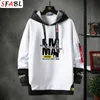 Sfabl Serin Patchwork Kazak Erkekler Hip Hop Hoodies Uzun Kollu Kazak Erkek Kontrast Renk Streetwear Hoodies Erkekler Marka Tops 210818