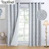 Grey Geometric Blackout Curtain for Bedroom Living Room Cube Luxury Elegant Thick Window Treatments Curtain High Blackout 210913