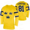 Sverige Kvinnors Hockey 2022 Vinterhem Jersey Theodor Lennstrom Mathias Brome Jacob de la Rose Adam Reideborn Magnus Hellberg Daniel Brodin Linus Hultstrom