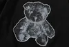 Мужская мода хип-хоп медведь рефлексивное ожерелье большой логотип печати футболка, прямые спрей вскользь высокий уличный стиль
