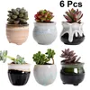 6pcs creativo ceramica pianta grassa vaso di fiori flusso variabile smalto per la casa camera ufficio piante da seme vaso senza pianta 210401