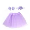 Solid Fluffy Mesh Tutu Skirt + Elastic Hair Bow Hairpin Hairband Headband Set Newborn Girls Infants Baby Toddler Kids Princess Dress Set Party Cosplay Costume GT1VNZI