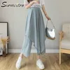 SURMIITRO Irregular Wide Leg Long Pleated Skirt Pants Women Summer Korean Style Chiffon High Waist Ankle Trousers Female 210712