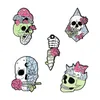 Rosa série crânio cogumelo broches pinos liga pintura gato flores colar emblema para presente de halloween esqueleto mochila roupas wear255c