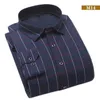 Plush padded men's formal striped shirt autumn and winter Fashion warm casual shirt Composite thick loose men clothing 210531