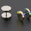 Stainless Steel Stud Earrings Barbell Round Studs Dumbbell Ear Ring for Women Men Hip Hop Piercing Jewelry Gold Black Rainbow Blue Will and Sandy