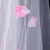 Gelin perdeleri 300cm Bir Katman Beyaz Düğün Peçe Gelin Evlilik Aksesuarları İçin Uzun Pembe Yapraklar Velos de Noiva Q46797136