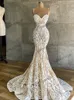 Moda Abiti da sposa Mermiad Cinghie per spaghetti Illusion Abiti da sposa Applicazioni in pizzo Personalizza Robe De Soir￩e