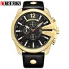 Curren 8176 Mężczyźni Zegarki Top Marka Luksusowy Złoty Mężczyzna Zegarek Moda Skórzany Pasek Na Zewnątrz Przypadkowy Sport Wristwatch Z Duży Dial 210804