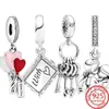 100% Real 925 Sterling Silver Love Key Hanger Charm Geschikt voor Originele Pandora Armband Dames Exquisite Sieraden Gift