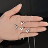 Earrings Necklace Fashion Parts Whole Stainless Steel Simple V Letter Bracelet Ear Stud Women039s Suit Bridal Jewelry Set2908223