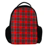 Navy Red Check Plaid Fabric Mönster Axelväska Vattentät Sport Lätt Vikt Vandring Kvinnor Camping School för Tonåring Ryggsäck