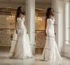 Sweetheart Mermaid Gelinlik Ayrılabilir Tren ile 2021 Dantel Aplike Beach Bahçe Brial Düğün Dressrobes de Mariée