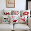 Happy Valentine's Day Cartoon Love Letter Characters Pattern Pillow Case Home Sofa Decorative Cushion Cover Gift For Girlfriend Cushion/Deco