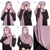 Donne Fashion Solid Chiffon Fourscarf Pronto per indossare Sciarpa Hijab istantaneo Sciarpa musulmana Scialle islamica Hijabs Arab Wrap Testa Sciarpe Y1108